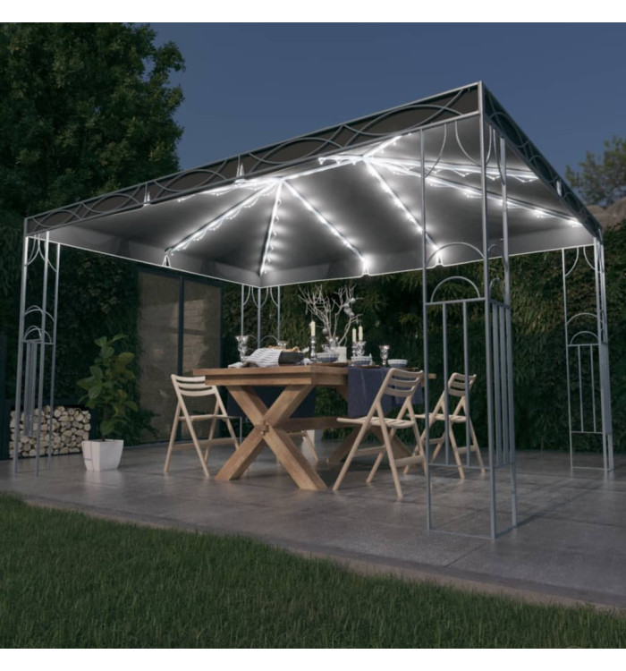 Tonnelle avec guirlande lumineuse à LED 400x300 cm Anthracite | Mobilier & Déco