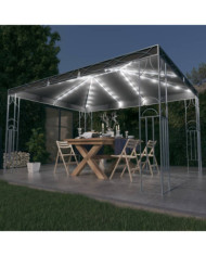 Tonnelle avec guirlande lumineuse à LED 400x300 cm Anthracite | Mobilier & Déco