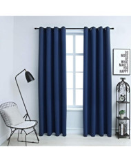 Rideaux occultants avec anneaux en métal 2 pcs Bleu 140x225 cm | Mobilier & Déco