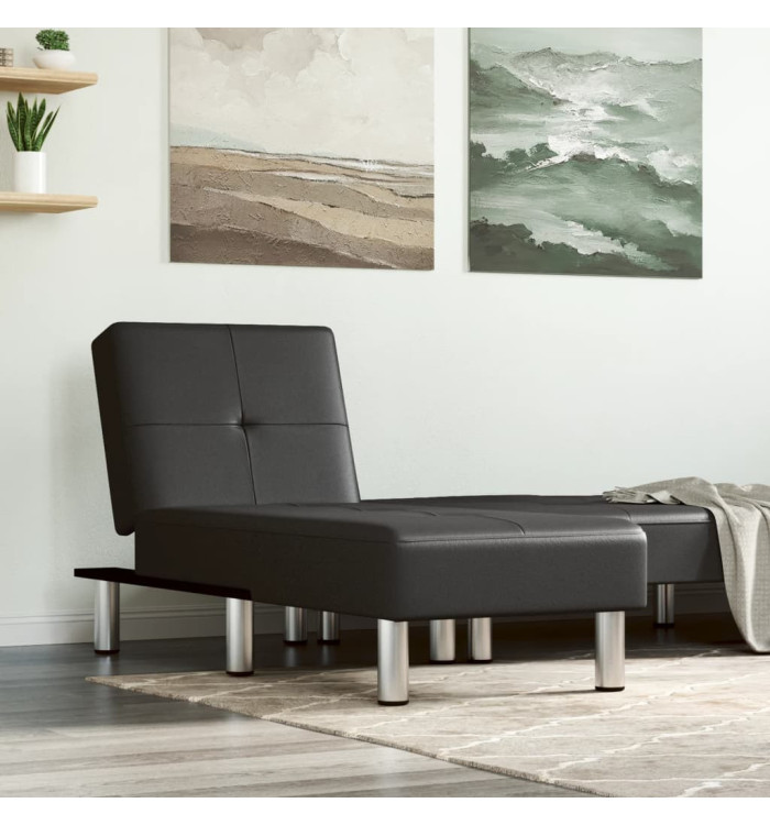 Chaise longue noir similicuir | Mobilier & Déco