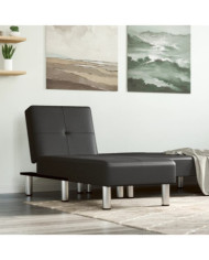 Chaise longue noir similicuir | Mobilier & Déco