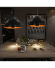 2 pcs Plafonniers Noir et doré Semi-sphérique 40 cm E27 | Mobilier & Déco