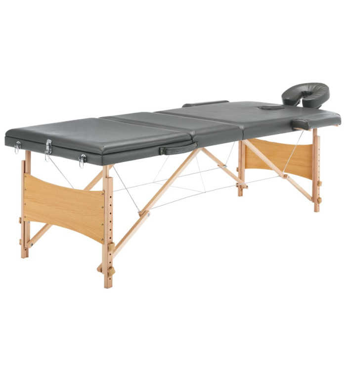 Table de massage avec 3 zones Cadre en bois Anthracite 186x68cm | Mobilier & Déco