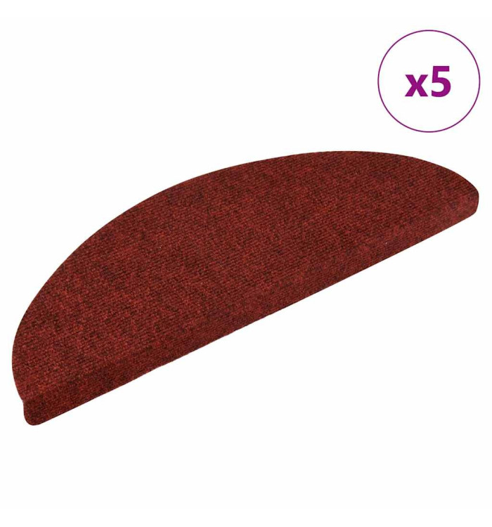 Tapis autoadhésifs de marches 5 pcs Rouge 56x17x3 cm Aiguilleté | Mobilier & Déco