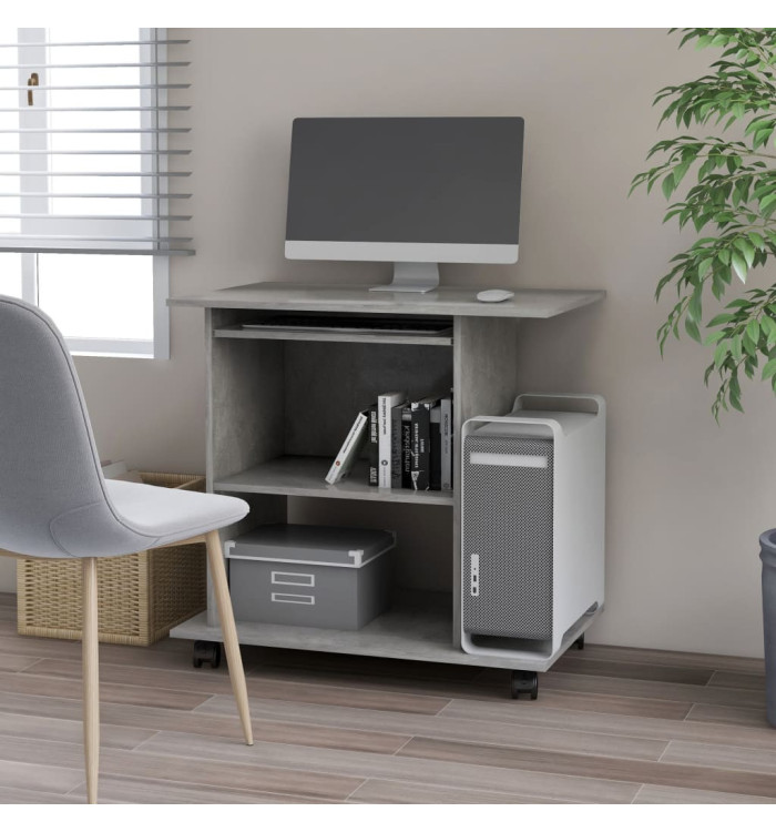 Bureau d'ordinateur Gris béton 80x50x75 cm Bois d'ingénierie | Mobilier & Déco