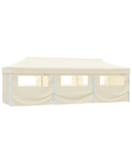 Tente de réception pliable avec 8 parois 3x9 m Blanc cassé | Mobilier & Déco