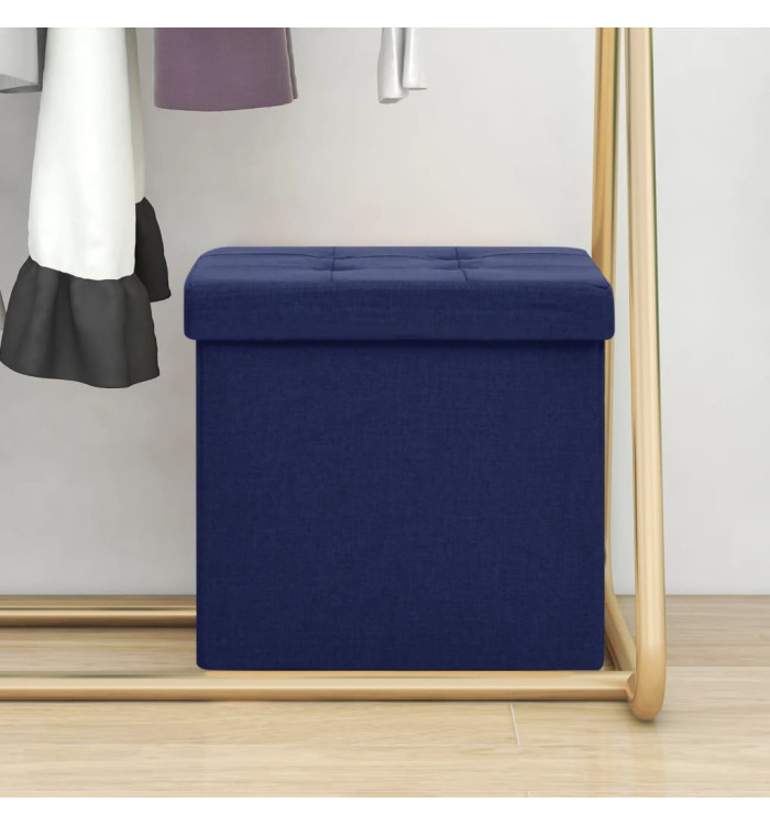 Tabouret de rangement pliable Bleu Faux lin | Mobilier & Déco