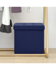 Tabouret de rangement pliable Bleu Faux lin | Mobilier & Déco