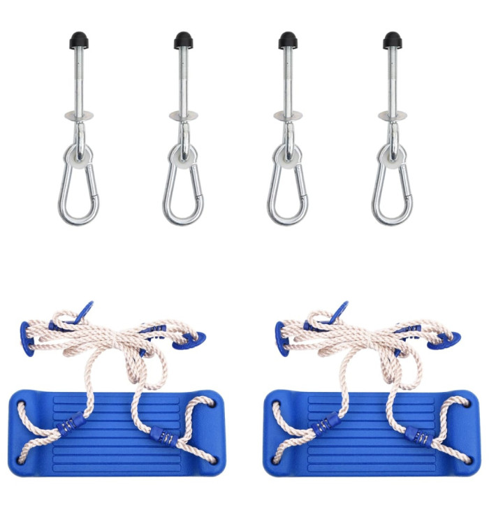Sièges de balançoire avec pierres d'escalade lot de 2 bleu PE | Mobilier & Déco