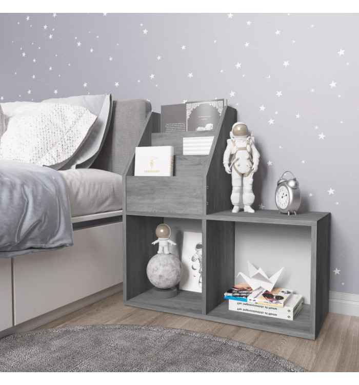 Porte-revue pour enfants Gris béton Bois d’ingénierie | Mobilier & Déco