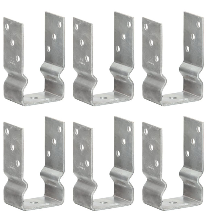 Piquets de clôture 6 pcs Argenté 8x6x15 cm Acier galvanisé | Mobilier & Déco