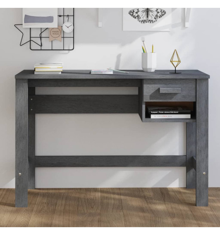 Bureau HAMAR Gris foncé 110x40x75 cm Bois massif de pin | Mobilier & Déco