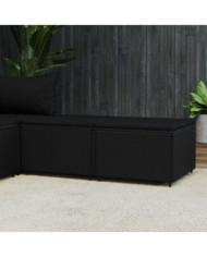 Repose-pieds de jardin et coussins lot de 2 noir résine tressée | Mobilier & Déco