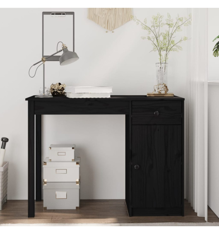 Bureau Noir 100x50x75 cm Bois massif de pin | Mobilier & Déco