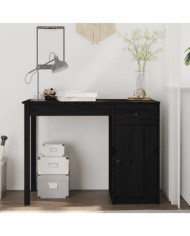 Bureau Noir 100x50x75 cm Bois massif de pin | Mobilier & Déco