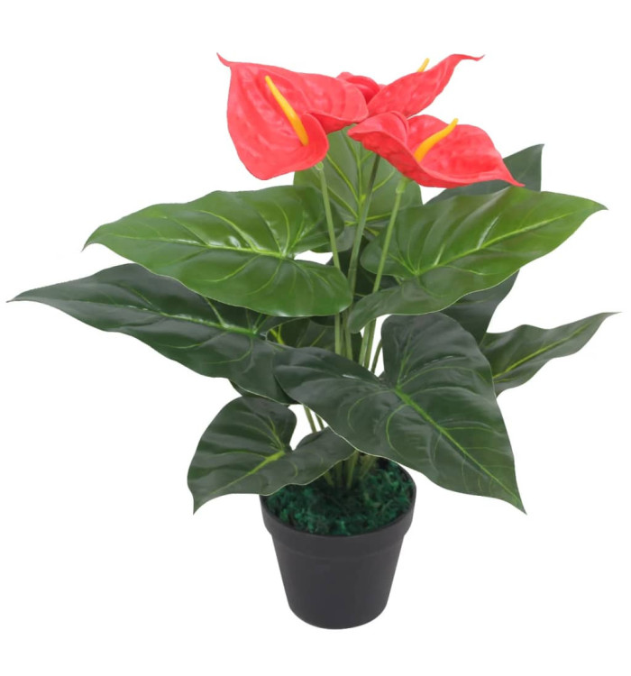 Plante artificielle avec pot Anthurium 45 cm Rouge et Jaune | Mobilier & Déco