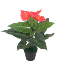 Plante artificielle avec pot Anthurium 45 cm Rouge et Jaune | Mobilier & Déco