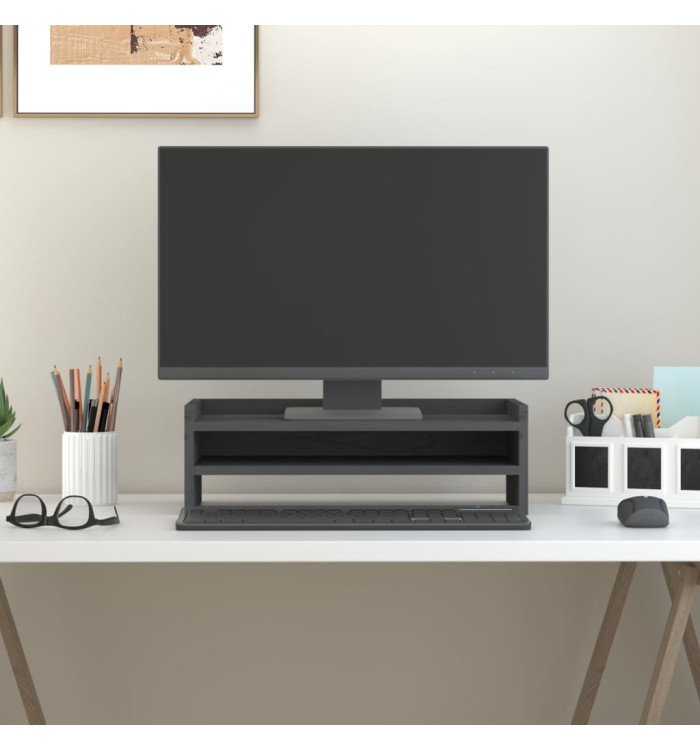 Support de moniteur Gris 50x24x16 cm Bois de pin solide | Mobilier & Déco
