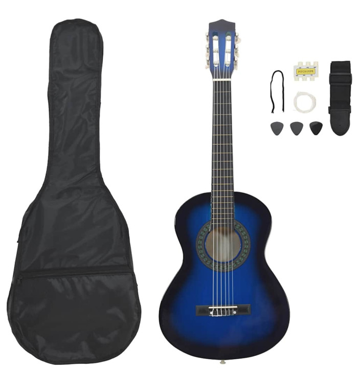 Jeu de guitare classique pour débutants 8 pcs bleu 1/2 34" | Mobilier & Déco