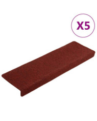 Tapis de marches d'escalier 5 pcs Bordeaux 65x21x4cm Aiguilleté | Mobilier & Déco