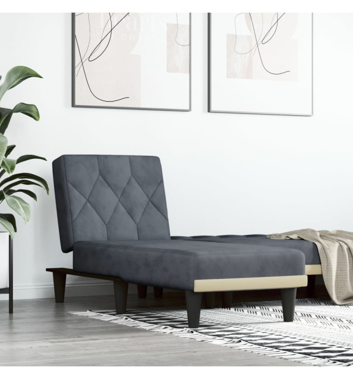 Chaise longue gris foncé velours | Mobilier & Déco