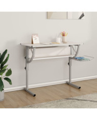 Bureau d'artisanat blanc et gris 110x53x(58-87) cm | Mobilier & Déco
