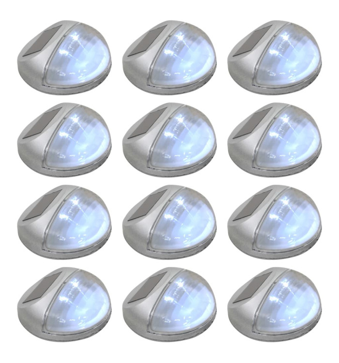 Lampe solaire murale à LED d'extérieur 12 pcs Rond Argenté | Mobilier & Déco
