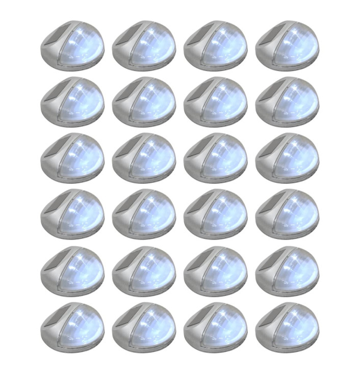 Lampes solaires murales à LED d'extérieur 24 pcs Rond Argenté | Mobilier & Déco