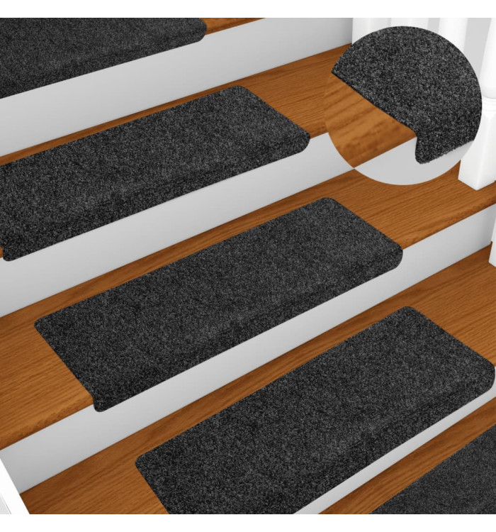 Tapis de marches d'escalier 5 pcs Gris 65x21x4 cm Aiguilleté | Mobilier & Déco
