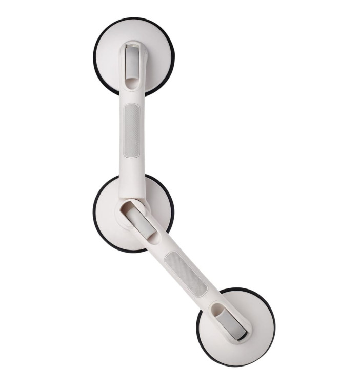 RIDDER Barre d'appui angulaire à ventouse Premium blanc | Mobilier & Déco