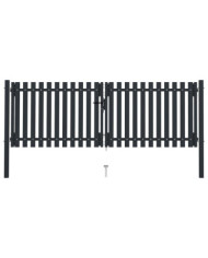 Portail de clôture à double porte Acier 306x125 cm Anthracite | Mobilier & Déco