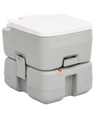 Toilette de camping portable gris et blanc 15+10 L PEHD | Mobilier & Déco
