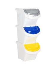 Poubelles empilables avec couvercles 3 pcs blanc PP 78 L | Mobilier & Déco
