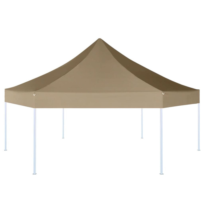 Chapiteau hexagonal pliable 3,6x3,1 m taupe 220g/m² | Mobilier & Déco