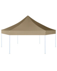 Chapiteau hexagonal pliable 3,6x3,1 m taupe 220g/m² | Mobilier & Déco