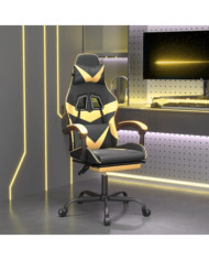 Chaise de jeu pivotante et repose-pied Noir et doré Similicuir | Mobilier & Déco