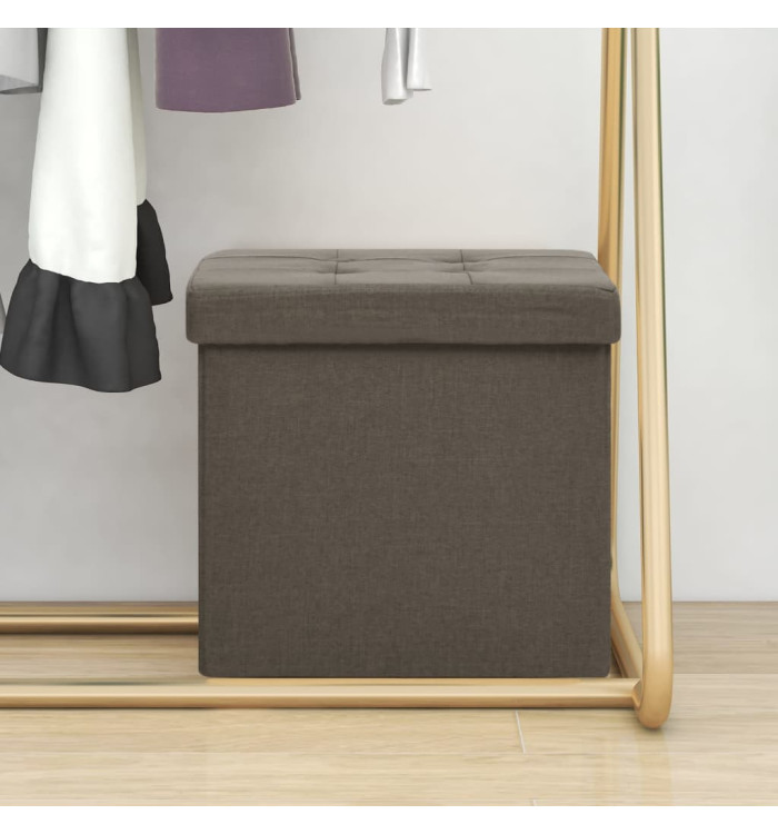 Tabouret de rangement pliable Marron Faux lin | Mobilier & Déco