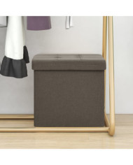 Tabouret de rangement pliable Marron Faux lin | Mobilier & Déco