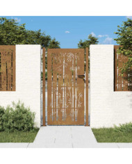Portail de jardin 105x180 cm acier corten design de bambou | Mobilier & Déco
