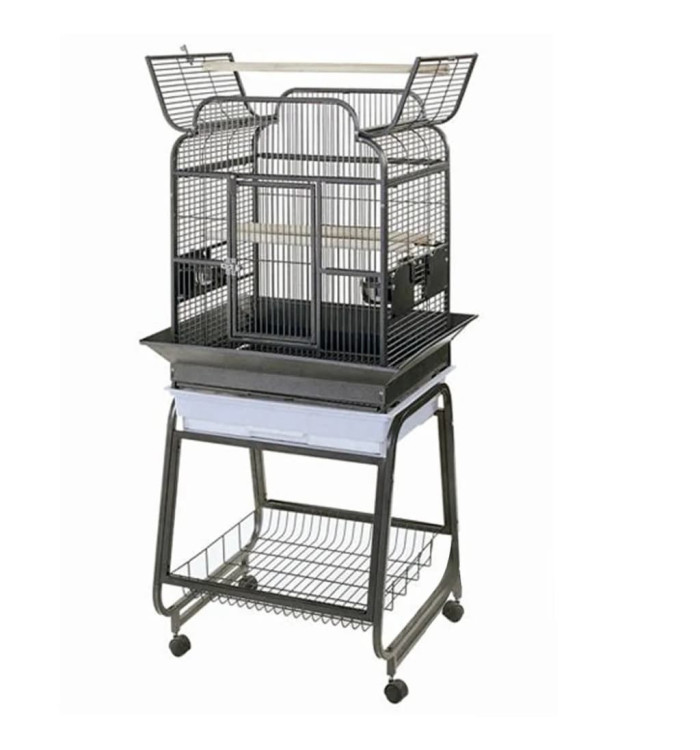 Strong Cage pour perroquet Villa Gaia Gris métallisé 56x43x160 cm | Mobilier & Déco