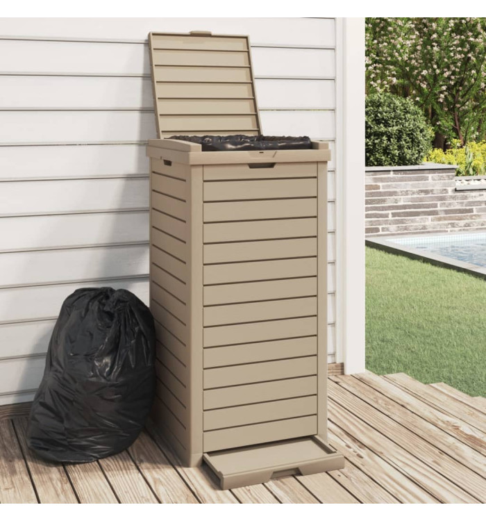 Poubelle d'extérieur marron clair 41x41x86 cm polypropylène | Mobilier & Déco
