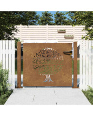 Portail de jardin 105x80 cm acier corten conception de l'arbre | Mobilier & Déco