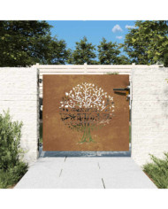 Portail de jardin 85x100 cm acier corten conception de l'arbre | Mobilier & Déco