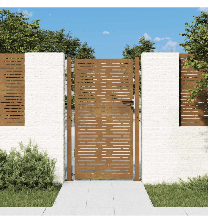 Portail de jardin 105x180 cm acier corten conception de carré | Mobilier & Déco