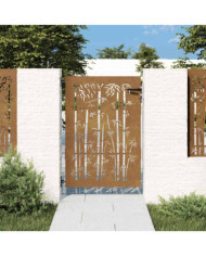 Portail de jardin 85x150 cm acier corten design de bambou | Mobilier & Déco