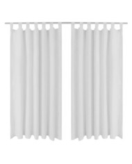 2 pcs Rideau à Passant Micro Satin Blanc 140 x 175 cm | Mobilier & Déco
