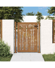Portail de jardin 105x130 cm acier corten design de bambou | Mobilier & Déco