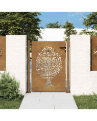 Portail de jardin 105x130 cm acier corten conception de l'arbre | Mobilier & Déco