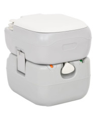 Toilette de camping portable gris et blanc 22+12 L PEHD | Mobilier & Déco