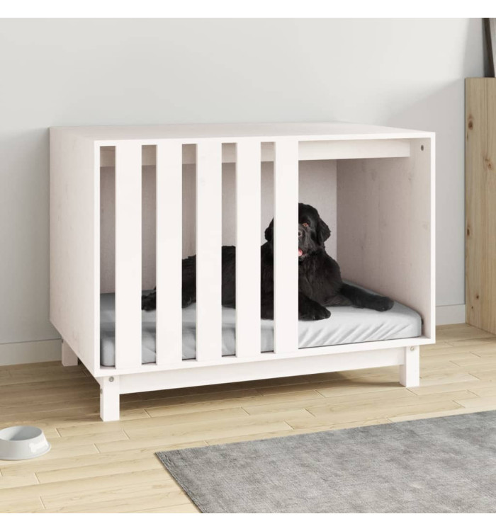 Niche pour chien Blanc 90x60x67 cm Bois de pin massif | Mobilier & Déco